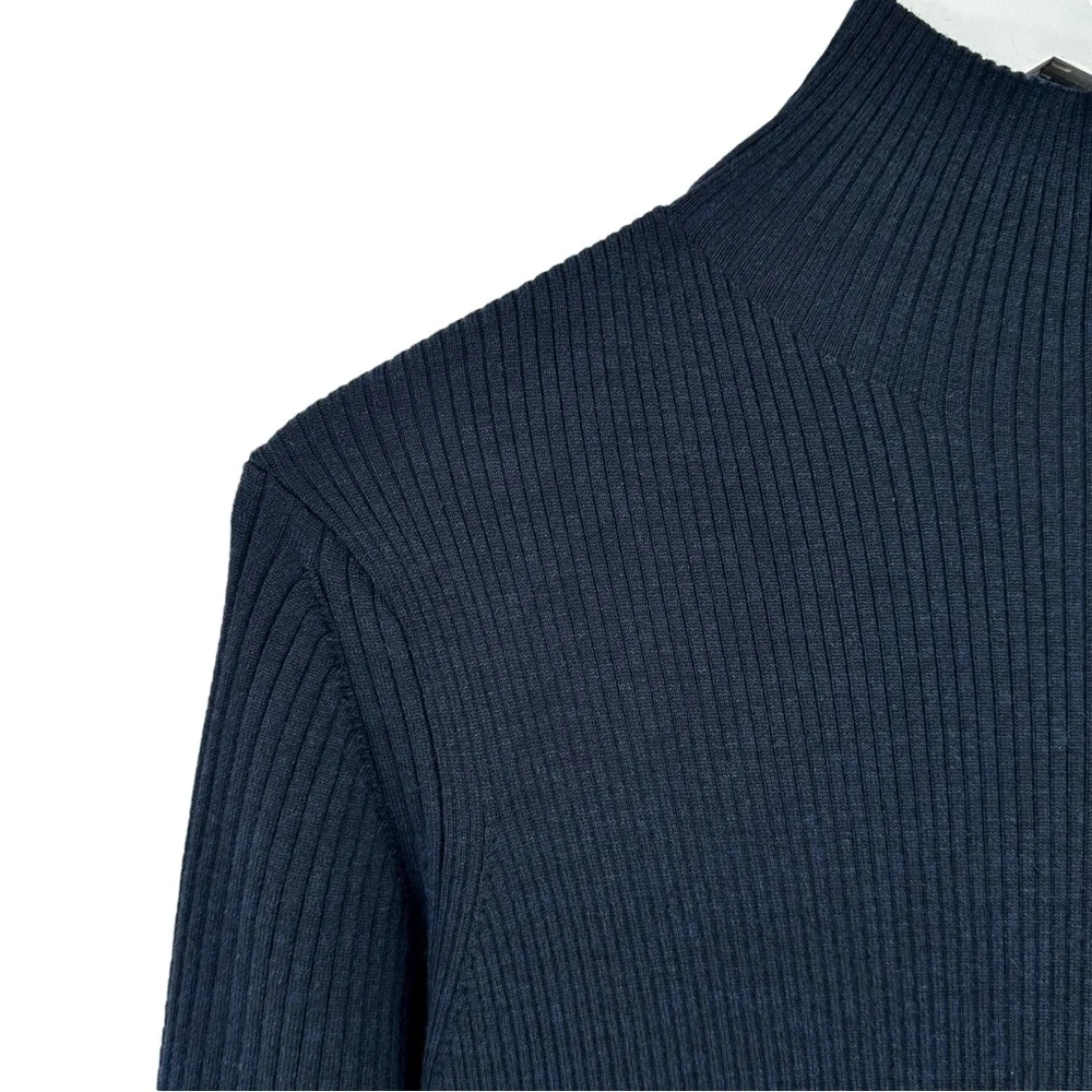 NWT Studio Nicholson Vico Navy Blue Roll High Neck Wool Rib Knit Midi Dress sz 1 - Picture 8 of 12